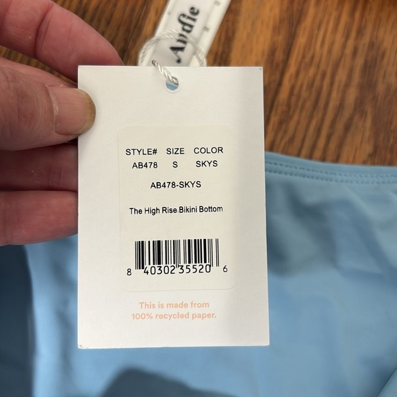 Andie Bikini Set Santorini Top High Rise Bottom Sky Blue size small NWT - Picture 4 of 10